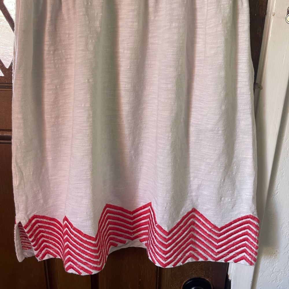 Tommy Hilfiger off white embroidered cotton sleeveless dress with side pockets - Picture 3 of 5
